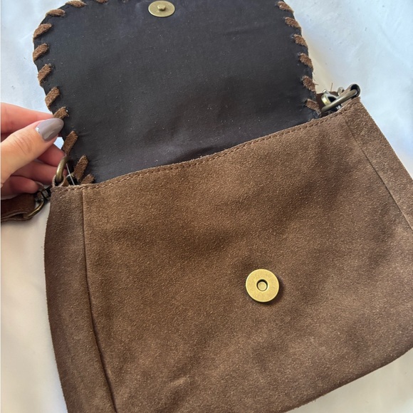 World Market Dark Brown Suede Crossbody Bag - Picture 5 of 7
